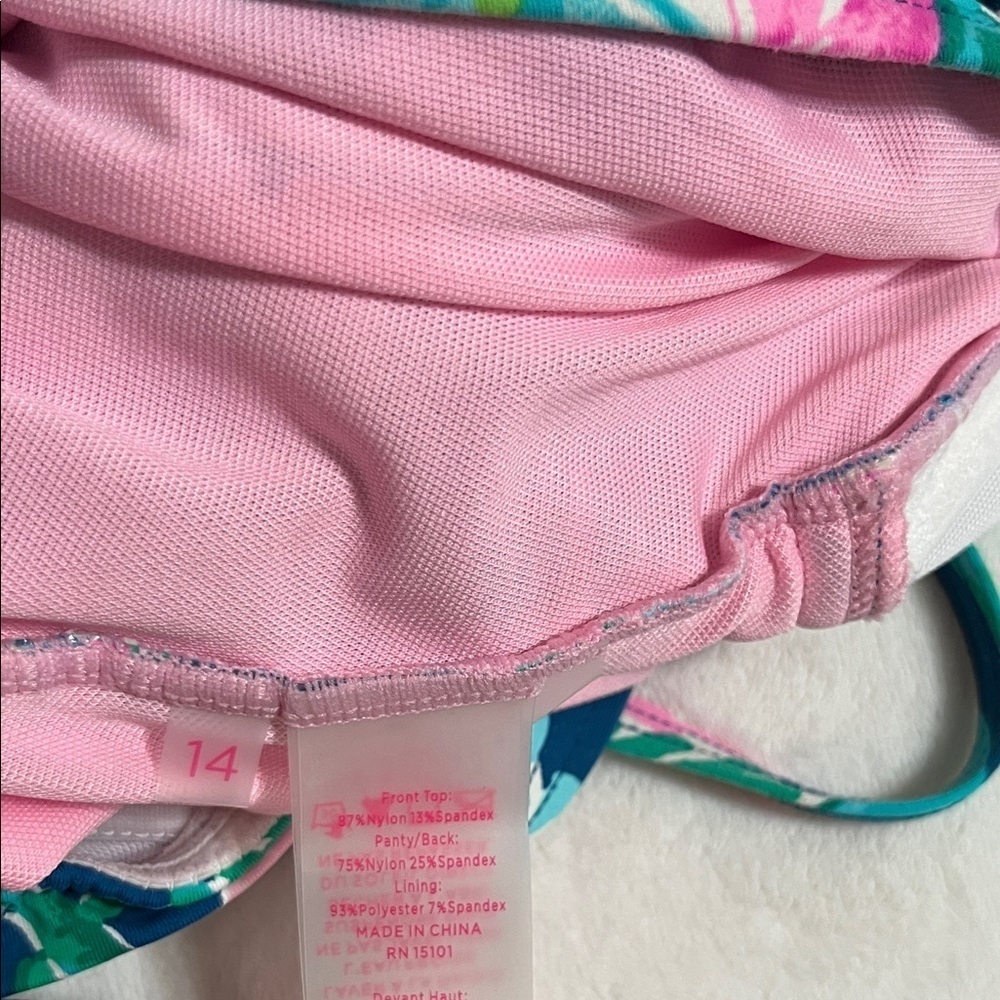 Lilly Pulitzer Blue and Pink Floral Kids One Piece - Picture 8 of 11